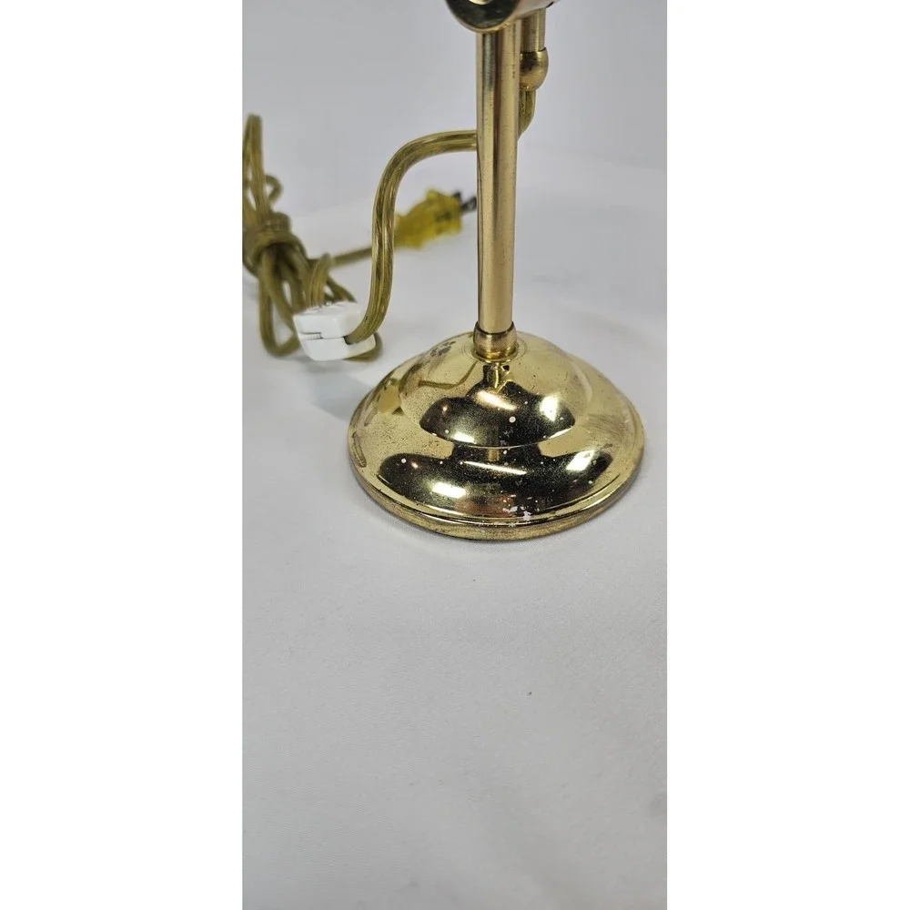 Vintage Brass Desk Lamp Adjustable Arm Rectangular Shade Mid Century - Working‎